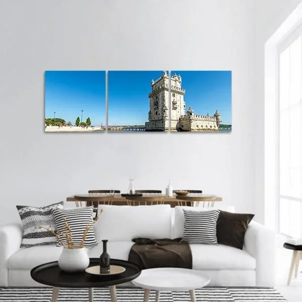 Belem Tower In Lisbon Panoramic Canvas Wall Art