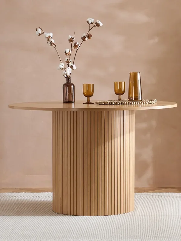 Birlea Brown Axel Round Fluted Dining Table