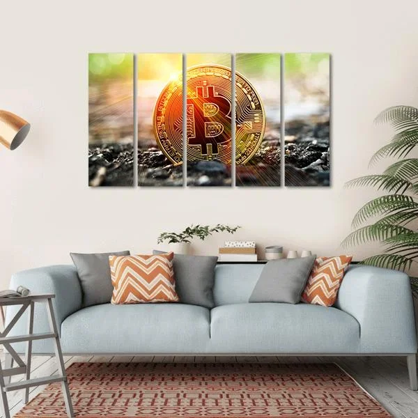 Bitcoin Close-Up Canvas Wall Art