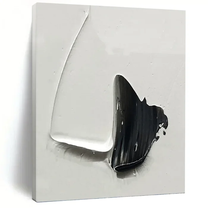 “Black and White Impasto Forms” – Minimalist Shaped Art on Canvas DKH1671