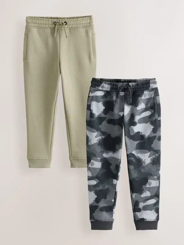 Black/ Camoflauge Slim Fit Joggers 2 Pack (3-16yrs)