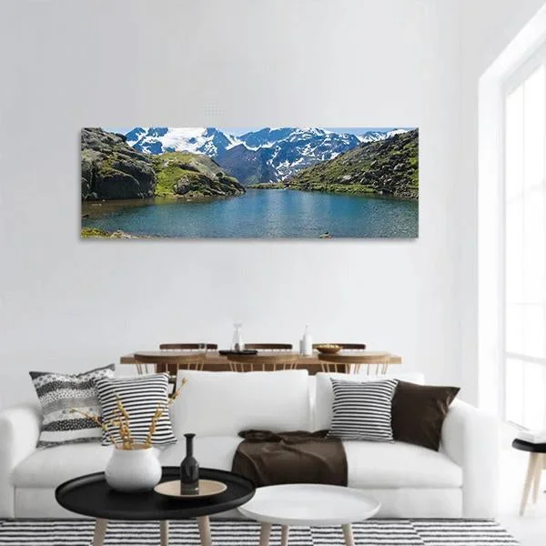 Black Lake Italy Panoramic Canvas Wall Art