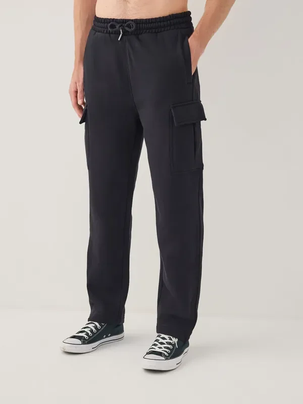 Black Open Cargo Joggers