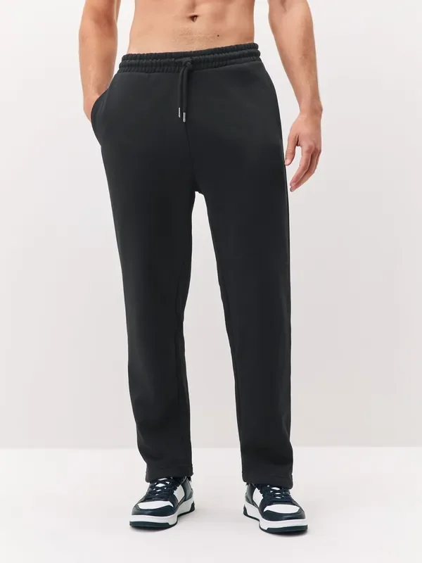 Black Straight Fit Cotton Rich Jersey Joggers