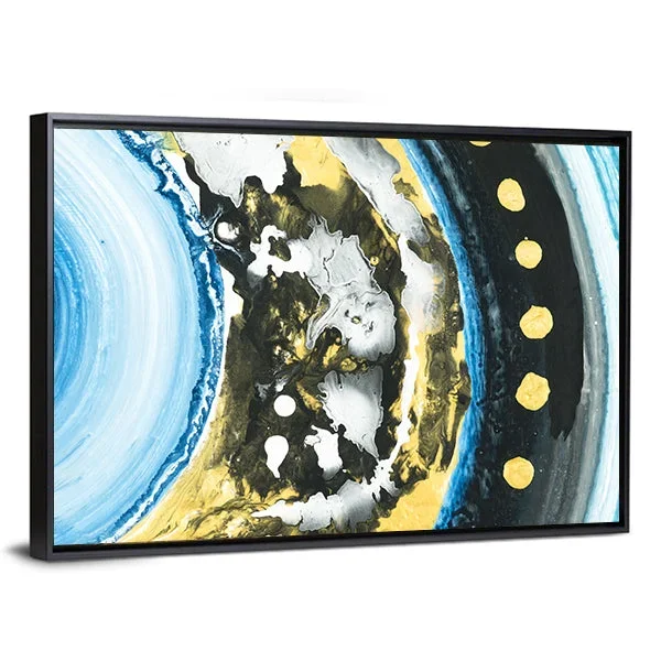 Blue & Black With Gold Abstract Canvas Wall Art