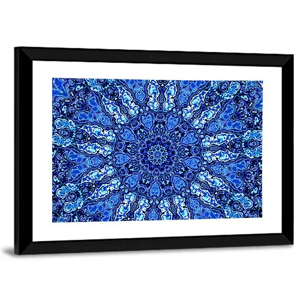 Blue Mandala Fractal Canvas Wall Art