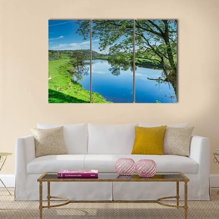 Blue River with Reflections Canvas Wall Art