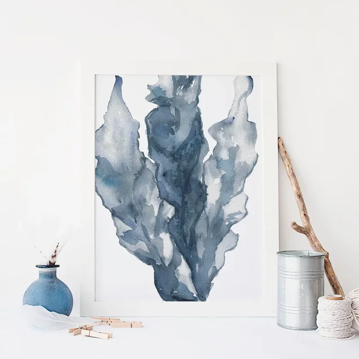 Blue Sea Lettuce Watercolor No. 2
