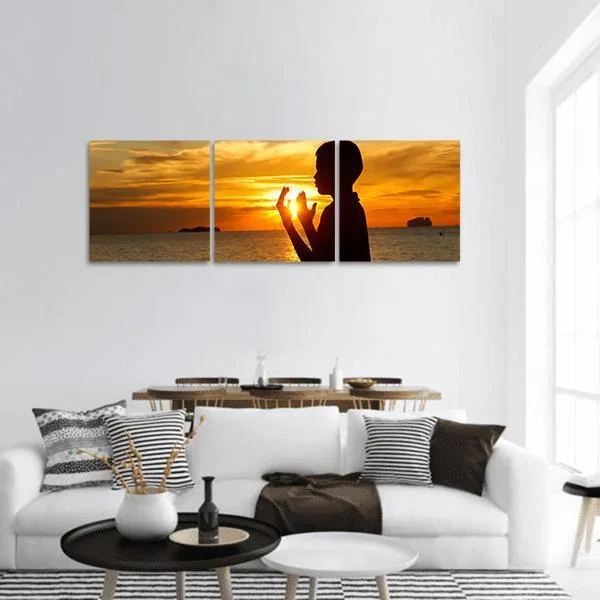 Boy Praying Panoramic Canvas Wall Art