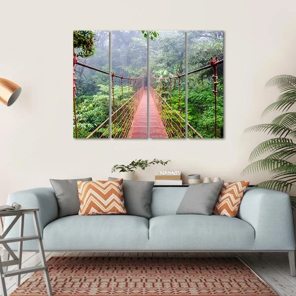 Bridge In Rain Forest Canvas Wall Art