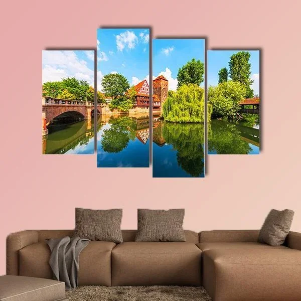 Bridge Over Pegnitz River Canvas Wall Art