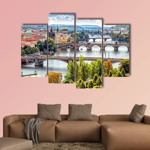 Bridges on the Vltava River Canvas Wall Art