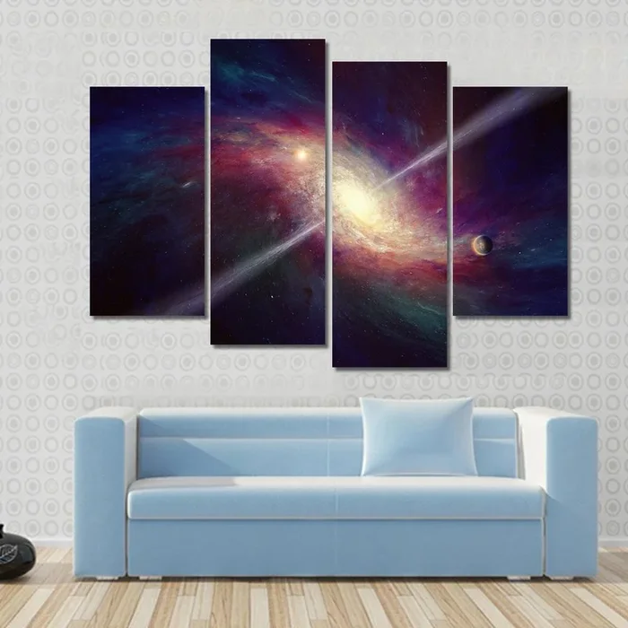 Bright Quasar in Twisted Galaxy Canvas Wall Art
