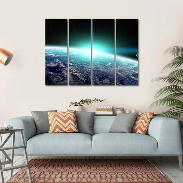 Bright Sun On Planet Earth Canvas Wall Art