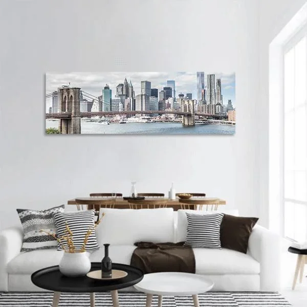 Brooklyn Bridge NY Panoramic Canvas Wall Art