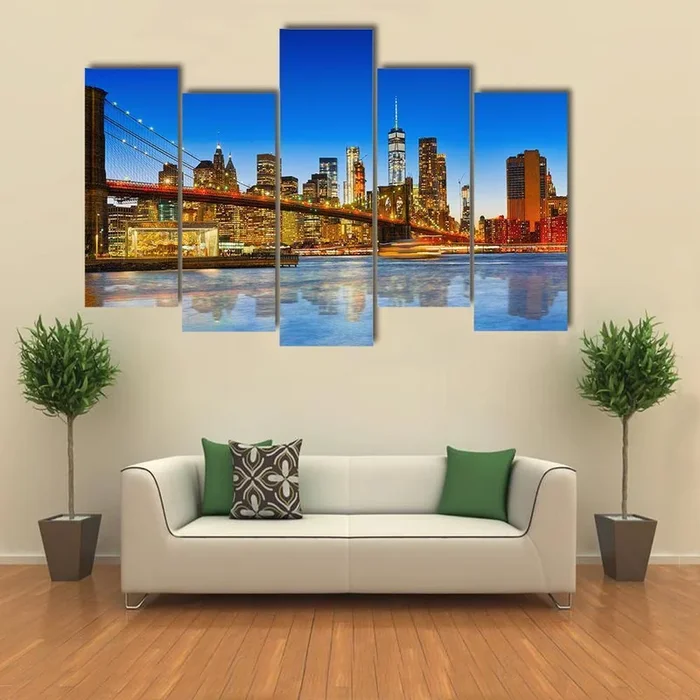 Brooklyn Bridge with New York Skyline Canvas Wall Art