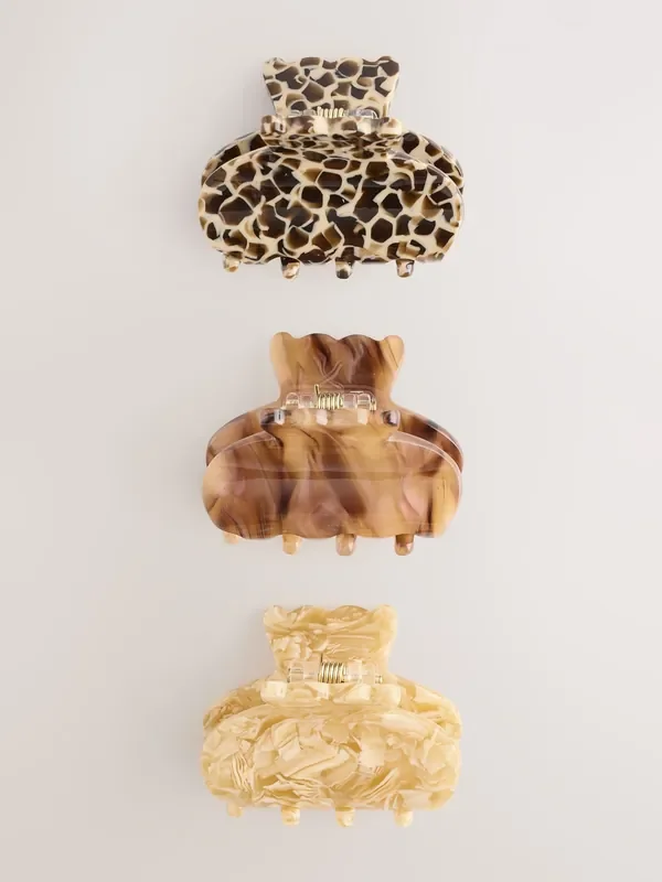 Brown Mini Hair Claw Clips 3 Pack