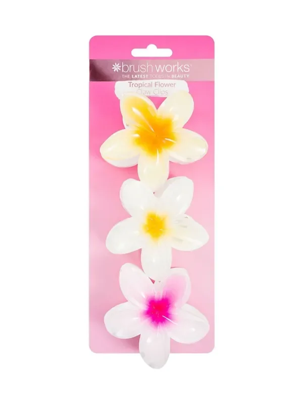 Brush Works Tropical Flower Claw Clips 3 Pack