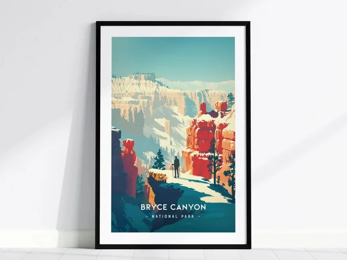 Bryce Canyon Minimalist National Park Print | Modern Utah Wall Art | Framed or Unframed