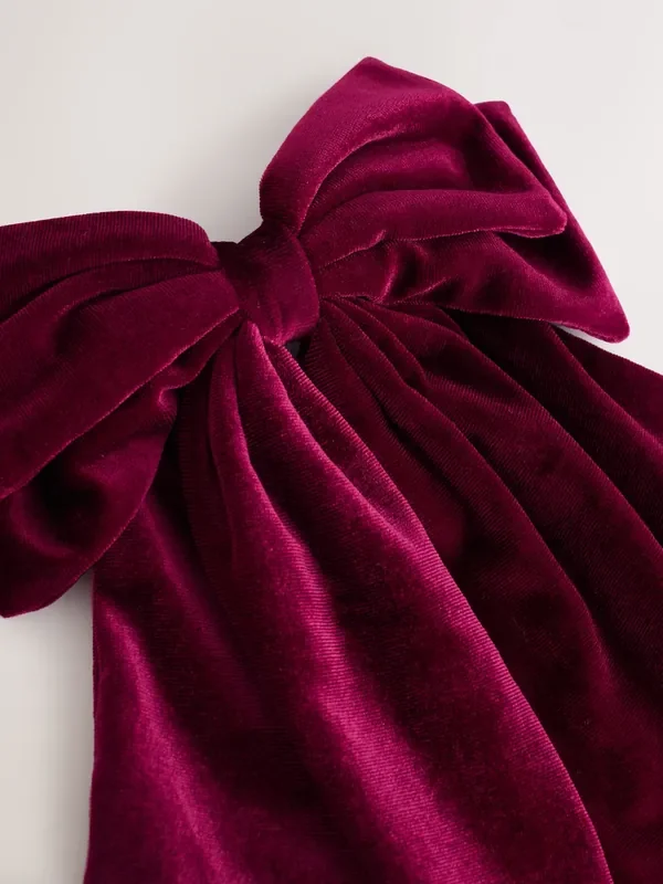 Burgundy Red Velvet Bow Hair Clip