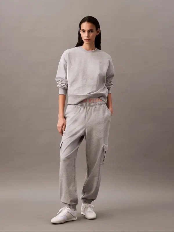 Calvin Klein Grey Archive Logo Cargo Joggers