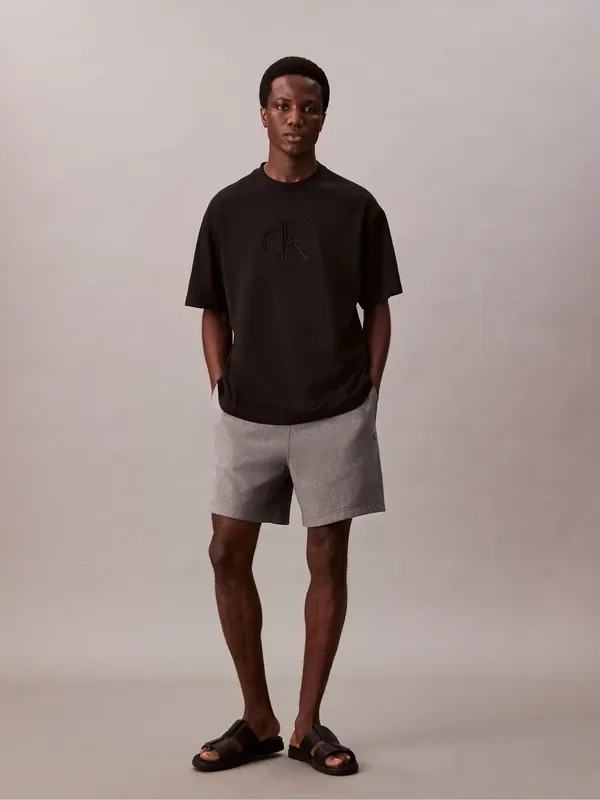 Calvin Klein Grey Premium Terry Monogram Shorts