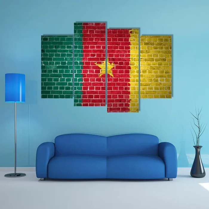 Cameroon Flag with Brick Texture Canvas Wall Art