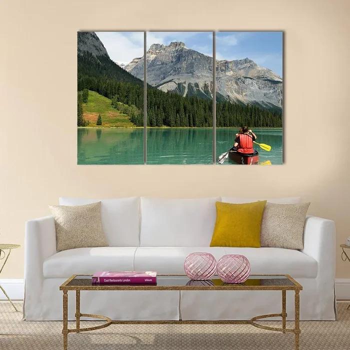 Canoe on Emerald Lake Canvas Wall Art
