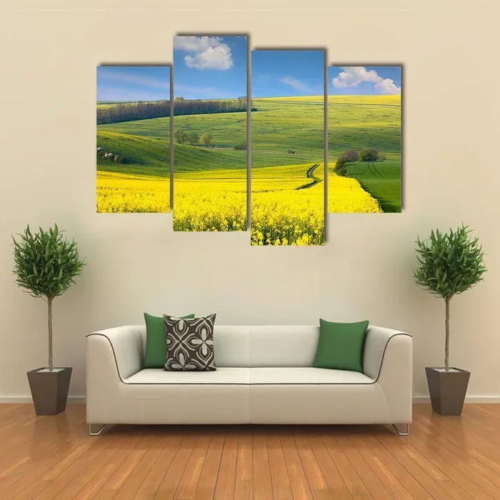 Canola Field on Rolling Hills Canvas Wall Art