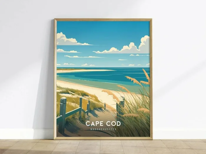 Cape Cod Massachusetts Poster | Coastal Beach House Wall Art | Framed or Unframed