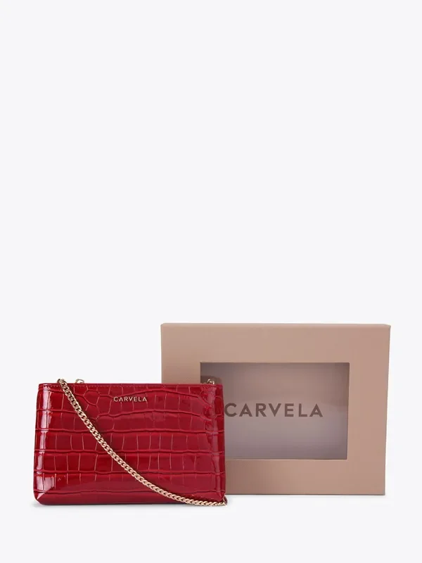 Carvela Red Chain Pouch Set
