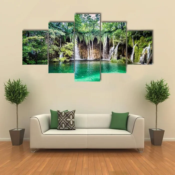 Cascading Waterfalls at Plitvice Lakes Canvas Wall Art