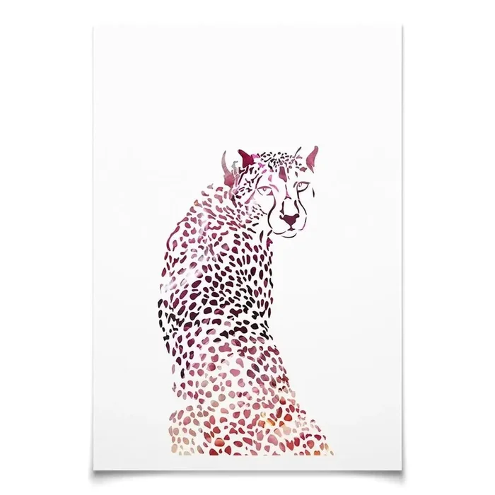 Cheetah On White Art Print