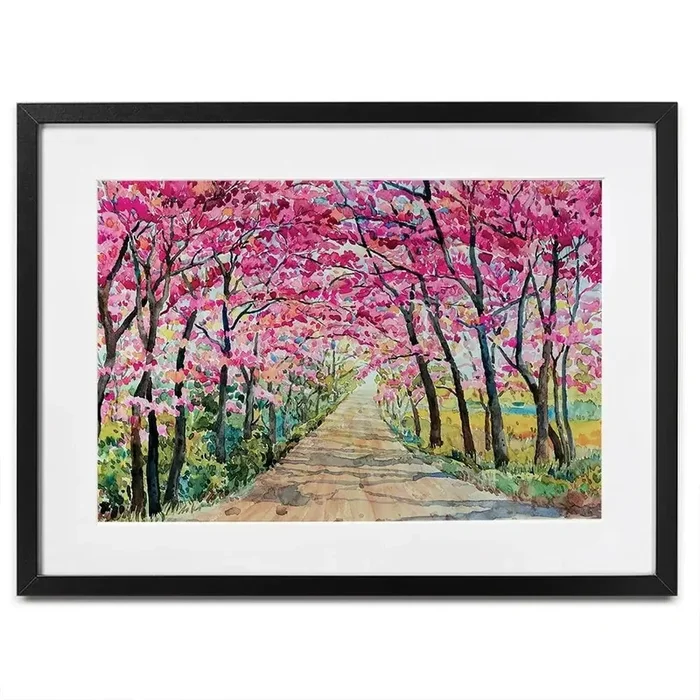Cherry Tree Path Framed Art Print