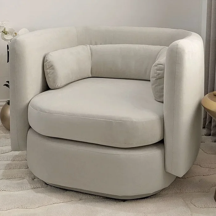 Chicago Smoke Grey Velvet Curved Back Accent Chair