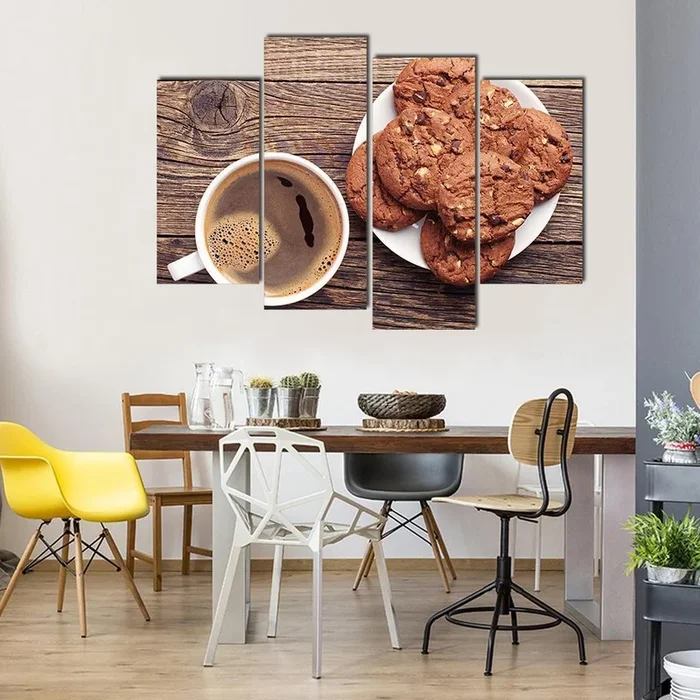 Chocolate Cookies and Hot Coffee Canvas Wall Art