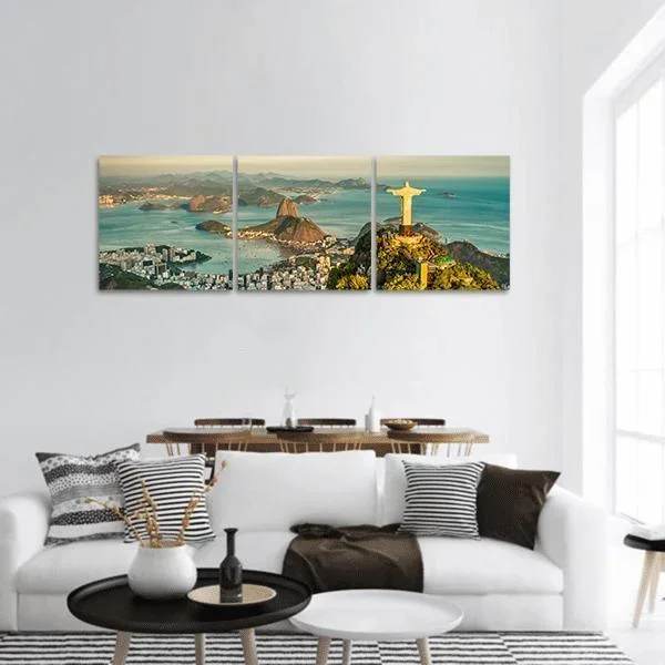 Christ & Botafogo Bay Panoramic Canvas Wall Art