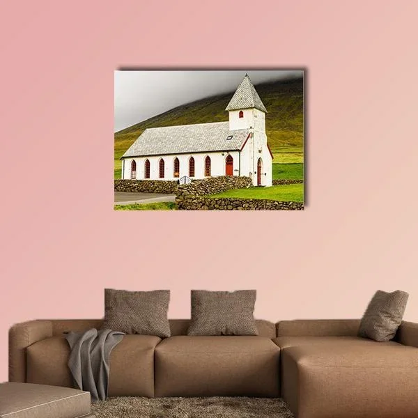 Church On Sandoy Denmark Canvas Wall Art