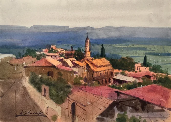 “City of Love. Sighnaghi, Georgia” (2019) Watercolour by Andrii Kovalyk