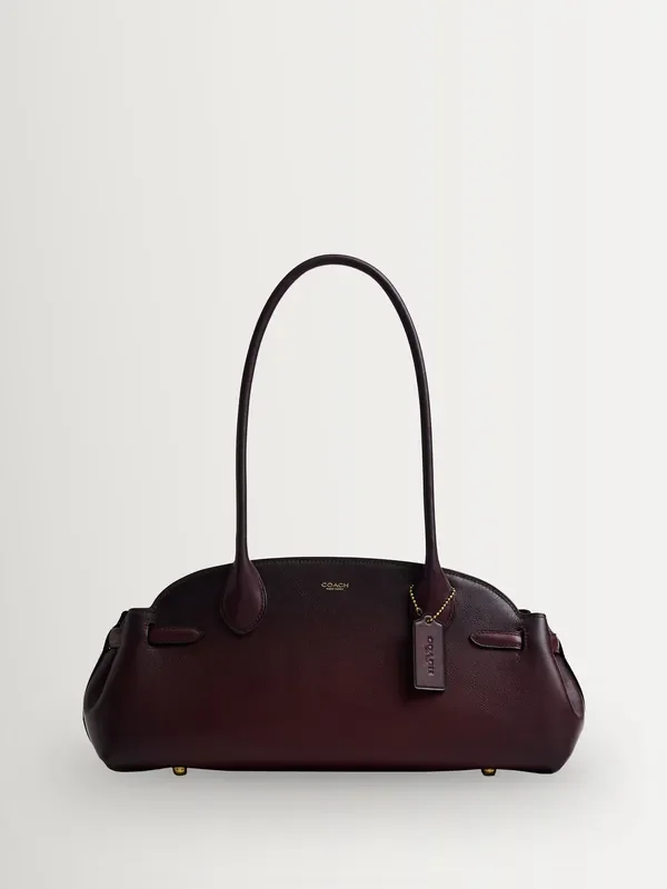 COACH Red Natural Grain Leather Empire Carryall 34 with Burnishing Bag Seasons