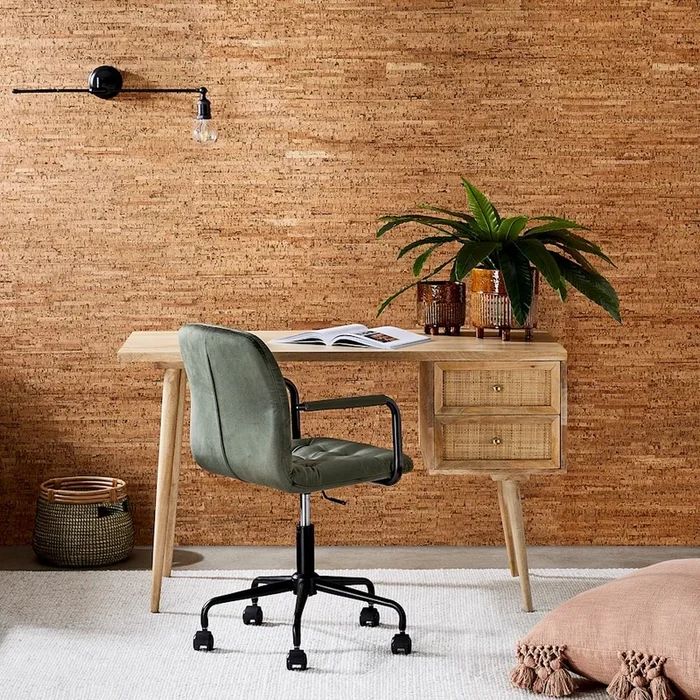 Colmar Olive Velvet & Black Desk Chair
