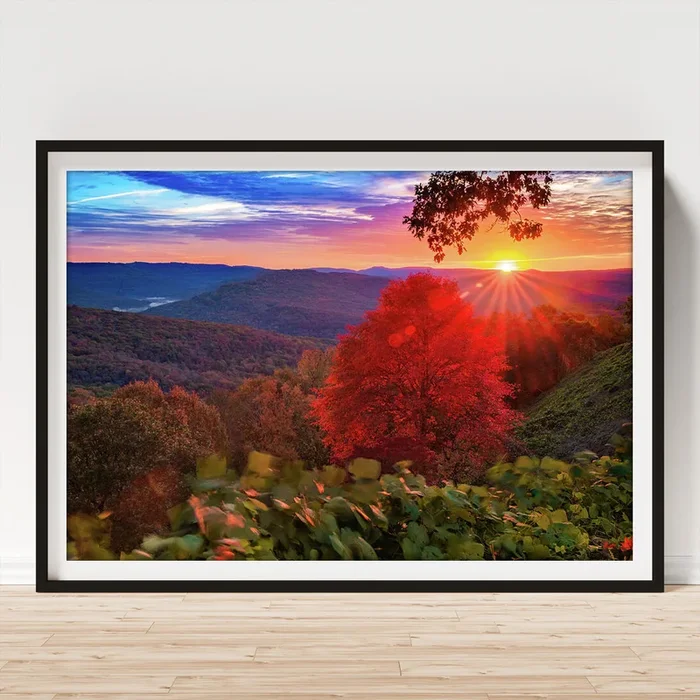 Colorful Autumn Sunrise at Artist Point – Arkansas Boston Mountains Art Print