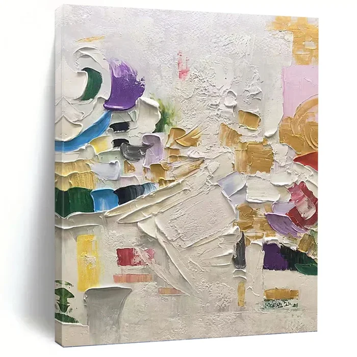 “Colorful Palette Knife Chaos” Abstract Painting on Canvas, Creative Studio Decor DKH1035