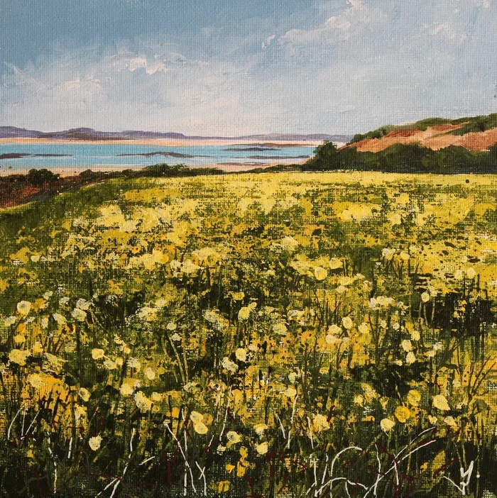 Daffodils on the Isles of Scilly (2023) Acrylic painting by Valerie Jobes