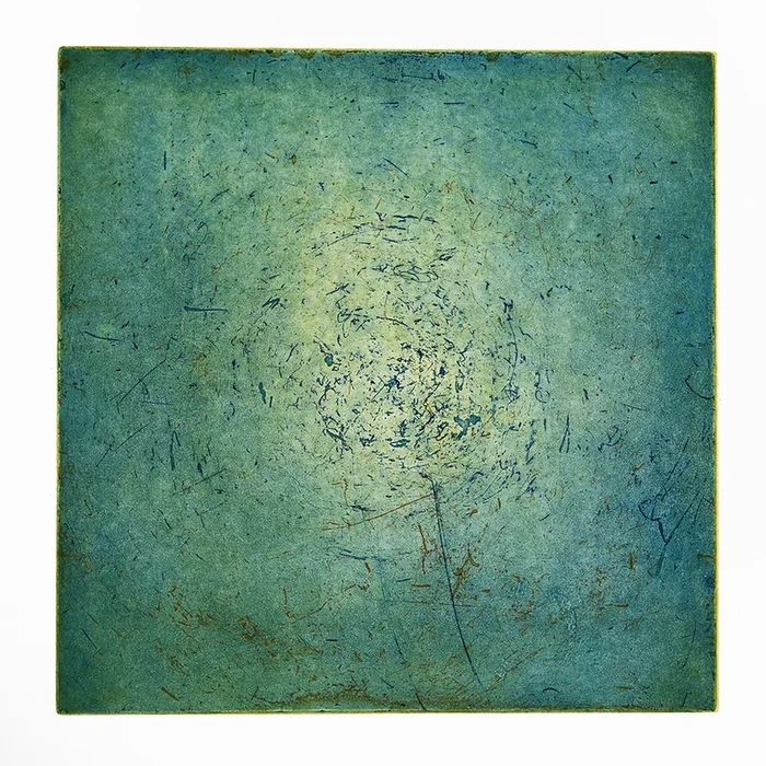 “Dandelions”(“Pusteblume”) (2023) Monoprint by Heike Roesel
