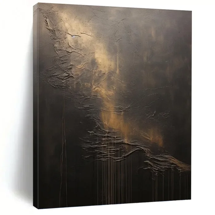 “Dark Textured Abstract” – Expressive Minimalist Art on Canvas DKH1663