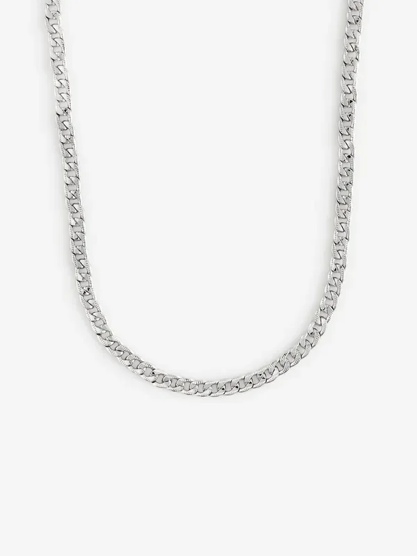 DCK Mens Textured Curb Chain Necklace