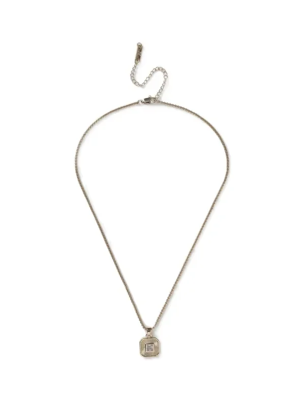DCK Mens Yellow Gold Cubic Zircona Pendant Necklace