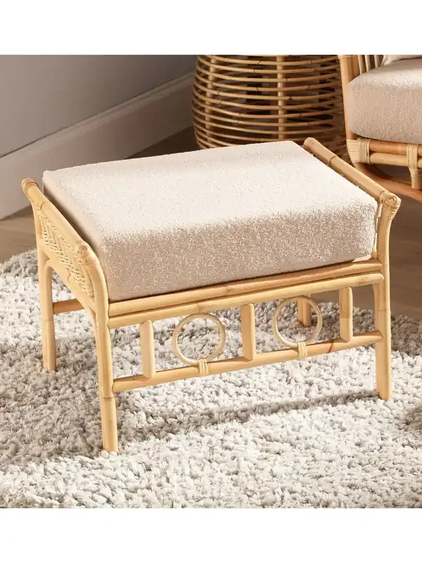Desser Natural Beijing Rattan Boucle Footstool