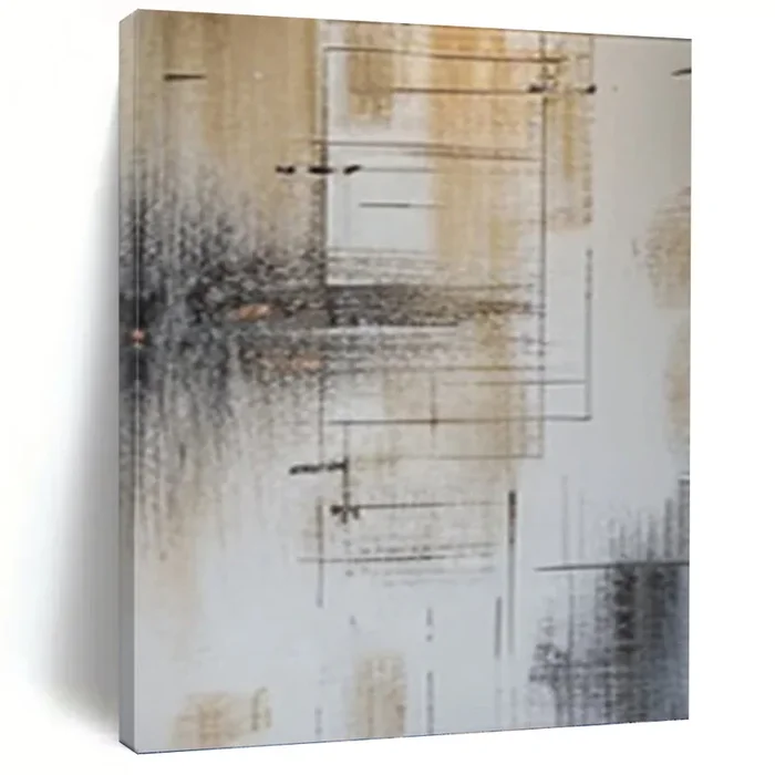 “Earth – Toned Geometric Abstract” Modern Painting on Canvas, Sophisticated Decor Pick DKH979